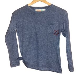 •VINTAGE HAVANA•LITTLE GIRLS DENIM COLORED RED STAR LONG SLEEVE TOP SIZE 14